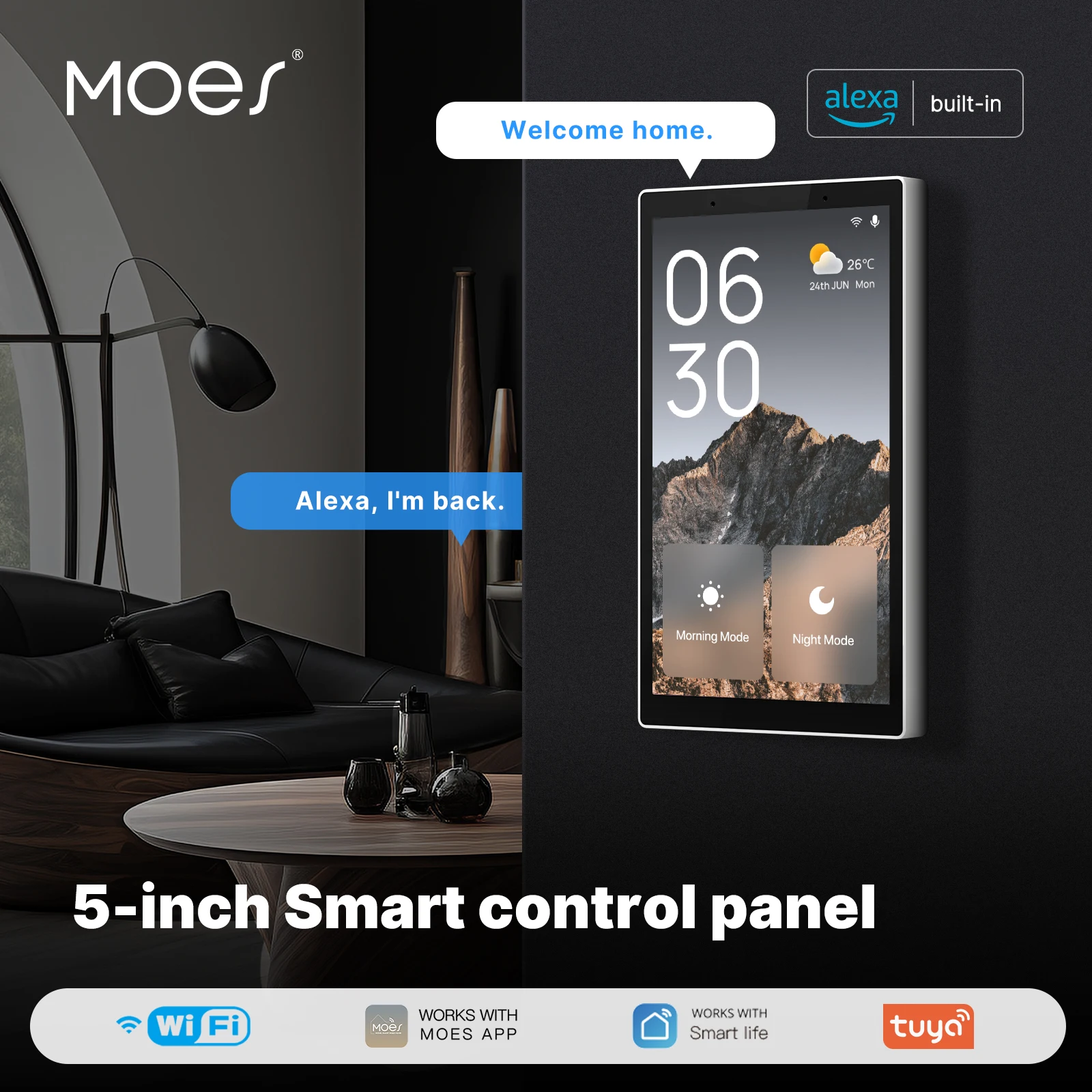 Smart Home Knx - MOES Tuya Wifi Inteligentny 5-calowy ekran